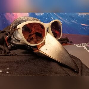 Betsey Johnson Glow Sunglasses — Ivory Frame, Rose Lenses, Gold Accents